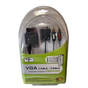 VGA Cable 15FT HDTV Digital Analog Audio For Xbox 360  Pro Series Mad Catz